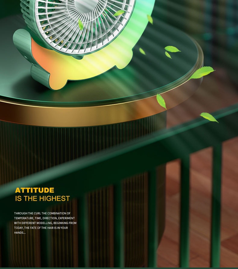 Cross-border Internet celebrity color marquee, desktop fan, USB charging table fan, home, dormitory and office air circulation fan pic 14