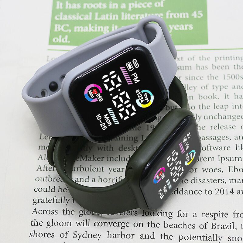 外贸新款学生运动电子手表高颜值夜光小方块非智能跑步夜光电子表时尚潮流男女款详情1