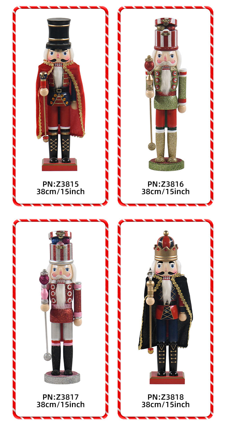 Holiday Christmas series 35cm - 38cm Nutcracker Glitter Pink Striped Series Cape King Painted Soldier wholesale pic 6