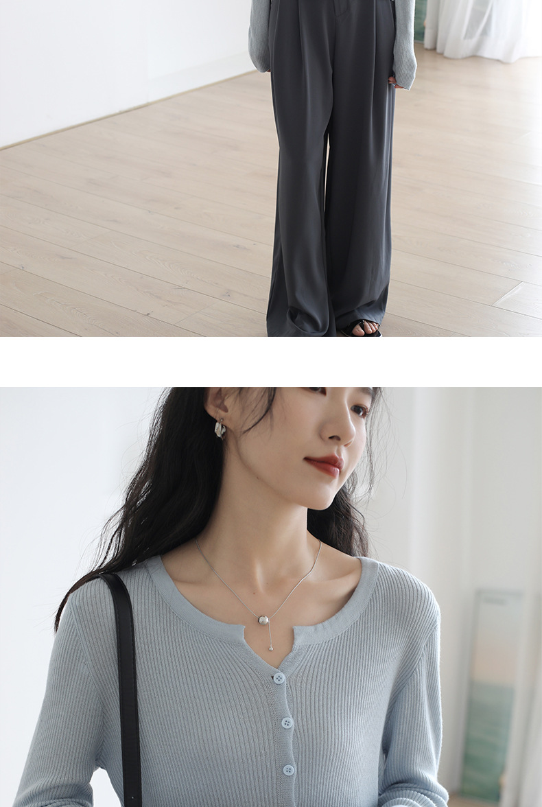 6羊毛品牌女装2025新款圆领长袖针织开衫 宽松百搭毛衣外套 空调衫秋季外搭女士精致加工详情10