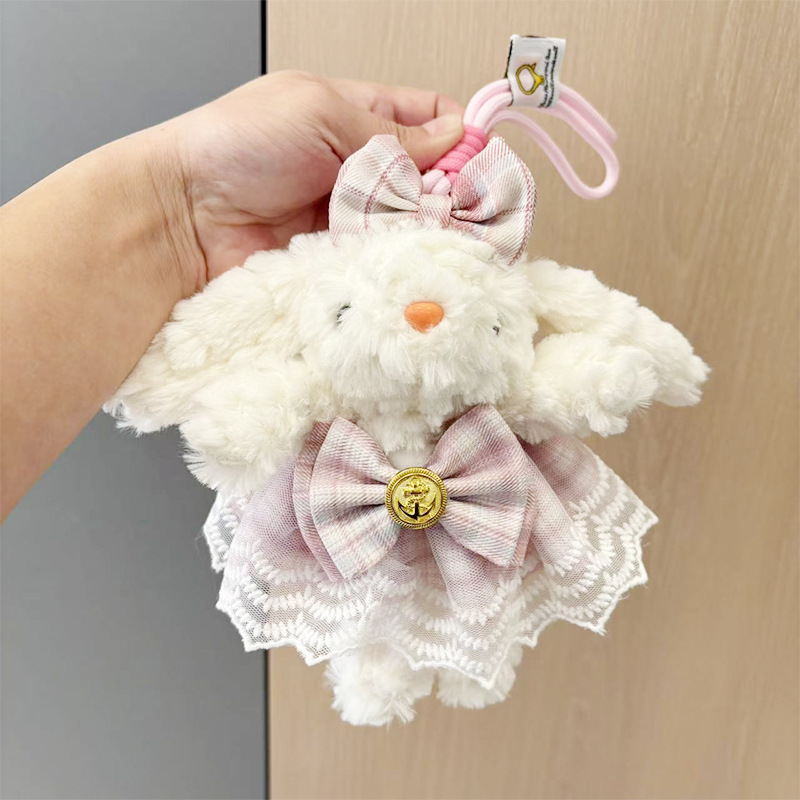 多巴胺格子长耳兔包包挂件小饰品可爱钥匙扣公仔玩偶兔子毛绒玩具详情26