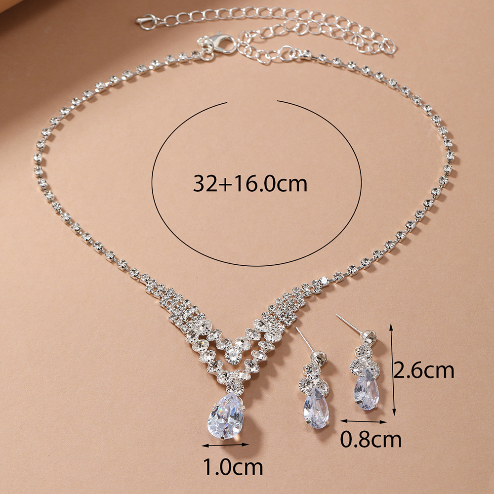 Nuevo producto explosiva novia europa y Estados Unidos cross-border jewelry wholesale/brilliant strass zircon angel tears drop collar ears pic 10