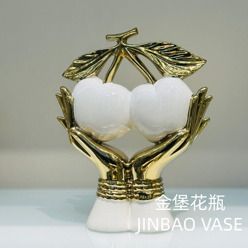 Modern simple European-style electroplated gold fruit ceramic ornaments, home TV cabinets, wine cabinets, decorative display handicrafts pic 14