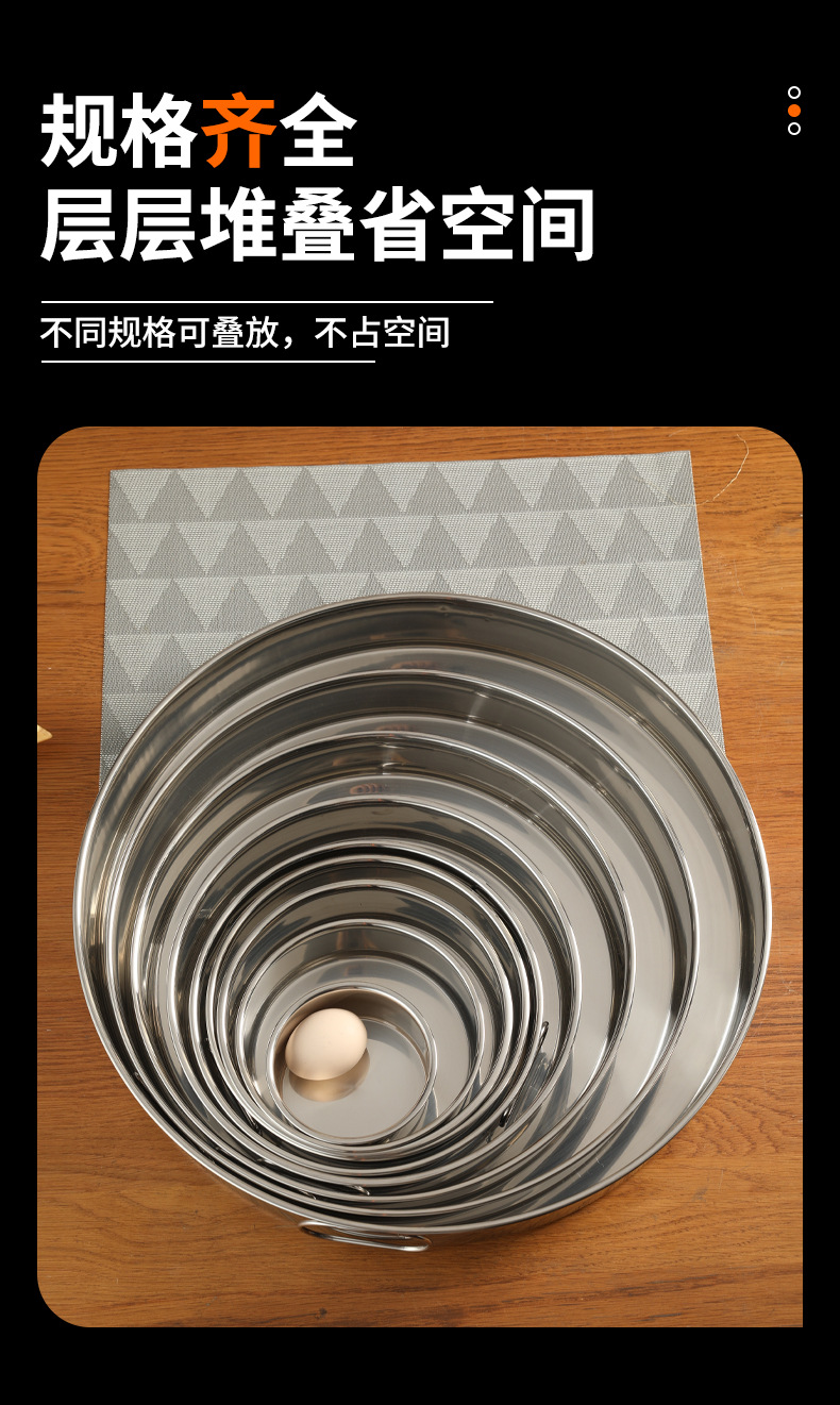 批发不锈钢蛋糕盘无磁加厚直型凉皮圆盘不粘底带耳加深平底蒸饭盘详情3