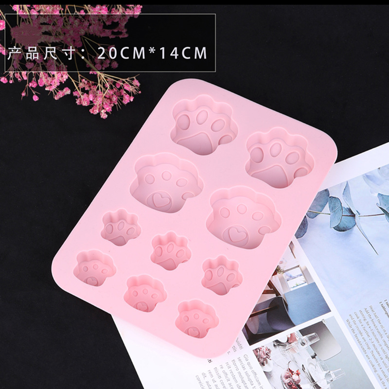 10-piece dog footprint silicone cake mold, cat paw handmade soap mold, cold-made soap, baby food candle mold, and epoxy resin mold pic 4
