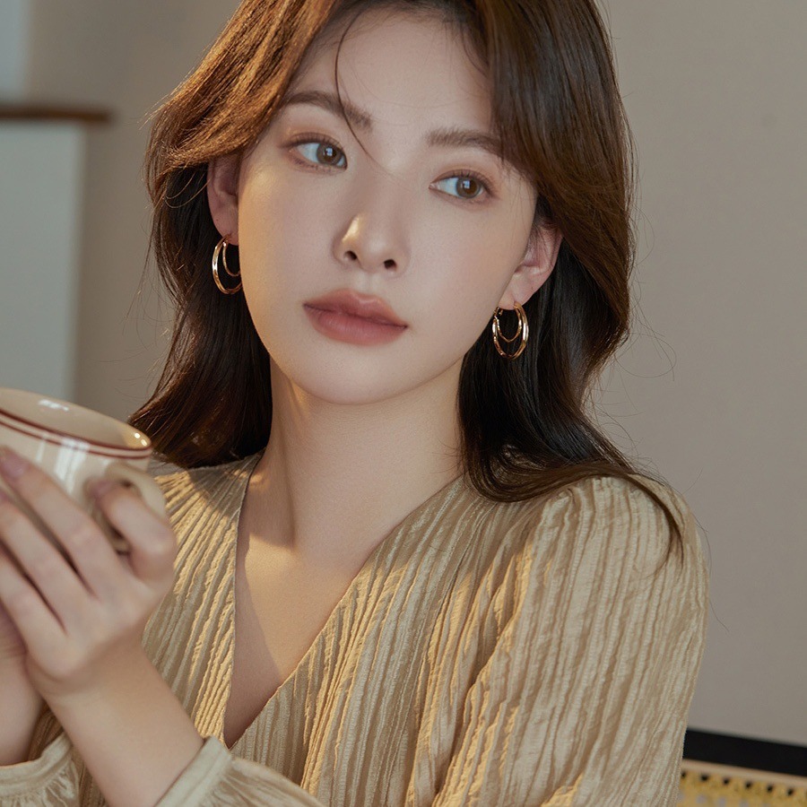 法式高级感独特双层圈圈耳环女小众通勤百搭耳钉简约耳饰批发详情8