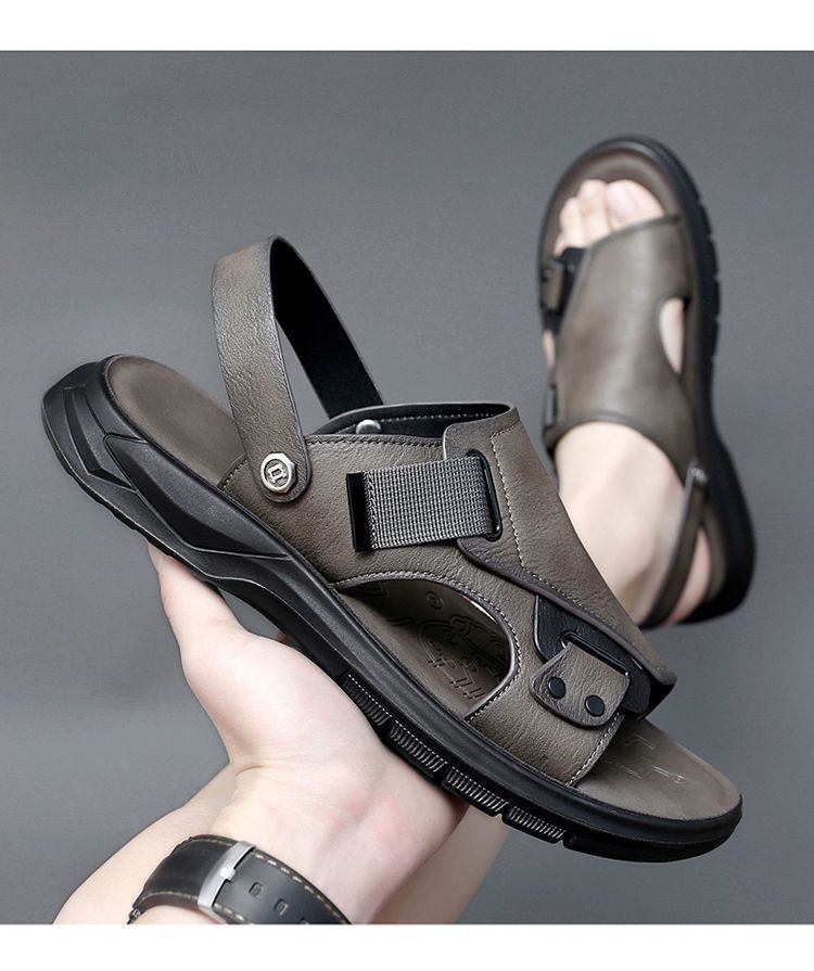 真皮牛皮凉鞋男真皮新款室外穿开车男士拖鞋男潮夏季沙滩鞋子男详情18