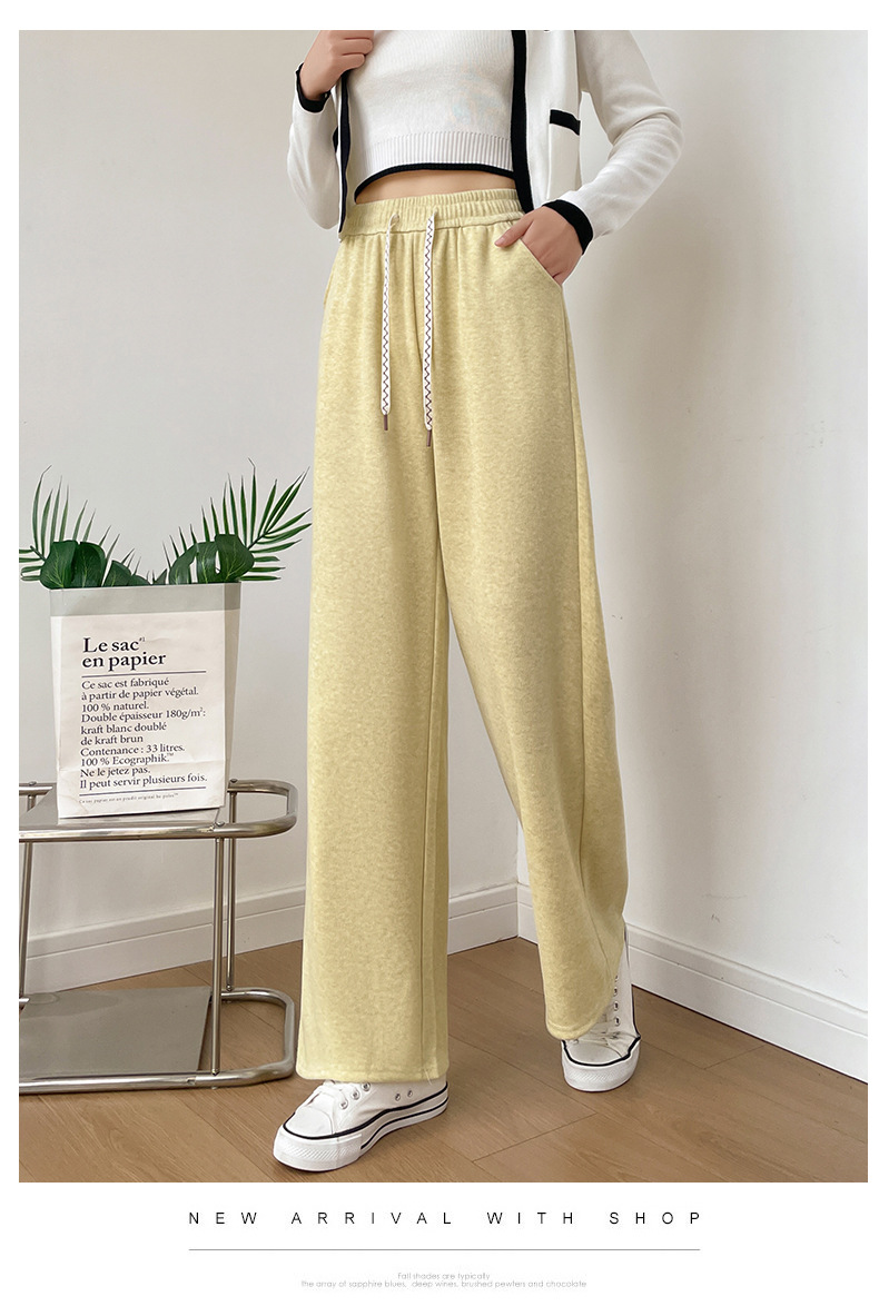 秋季窄版垂感阔腿裤2025宽松休闲冰丝运动裤黑白色裤子新款女详情21