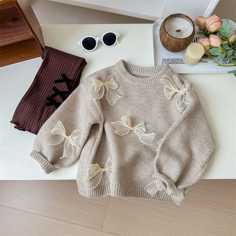 Estrella infantil redondo coreano suéter para niños primavera/otoño nuevo zoeong niña versión coreana moda niños arco jersey pic 26