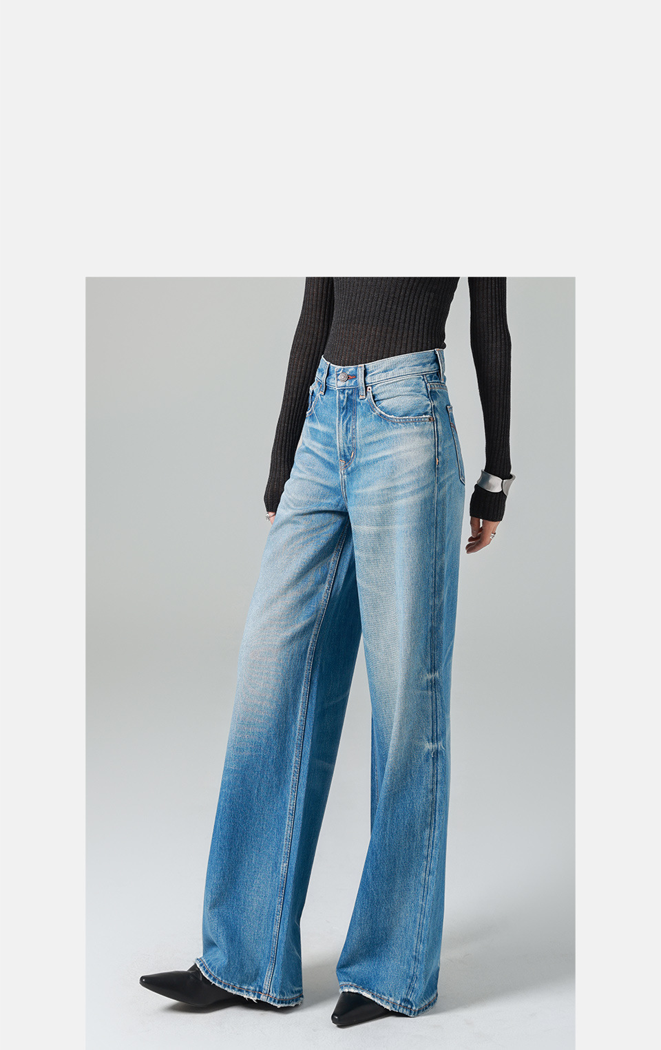 Washed denim/high-waisted jeans for women, loose, wide-leg straight-leg pants with a laid-back and relaxed look, new Spring 26 style, slimming pic 25