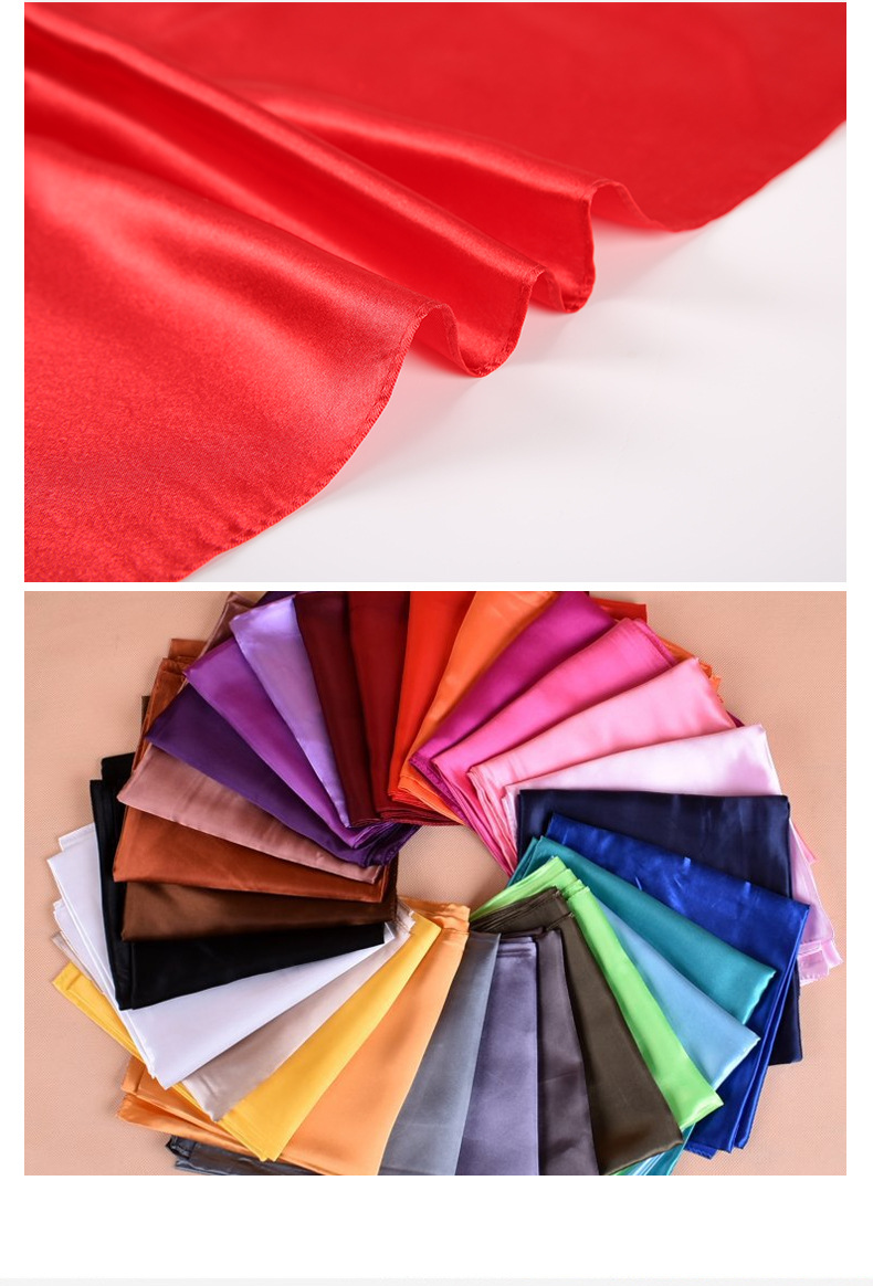 90cm纯色丝巾单色大方巾仿真丝遮阳有光亮光缎面色丁方巾披肩详情11