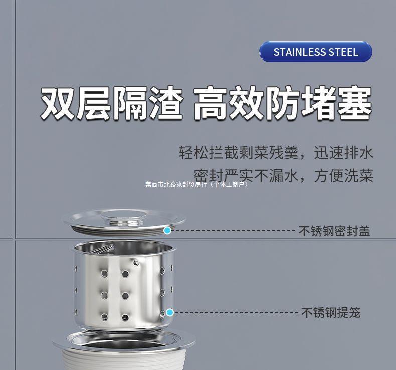 商用家用不锈钢水槽带支架厨房单双水池洗碗洗菜洗手盆带平台食堂详情6