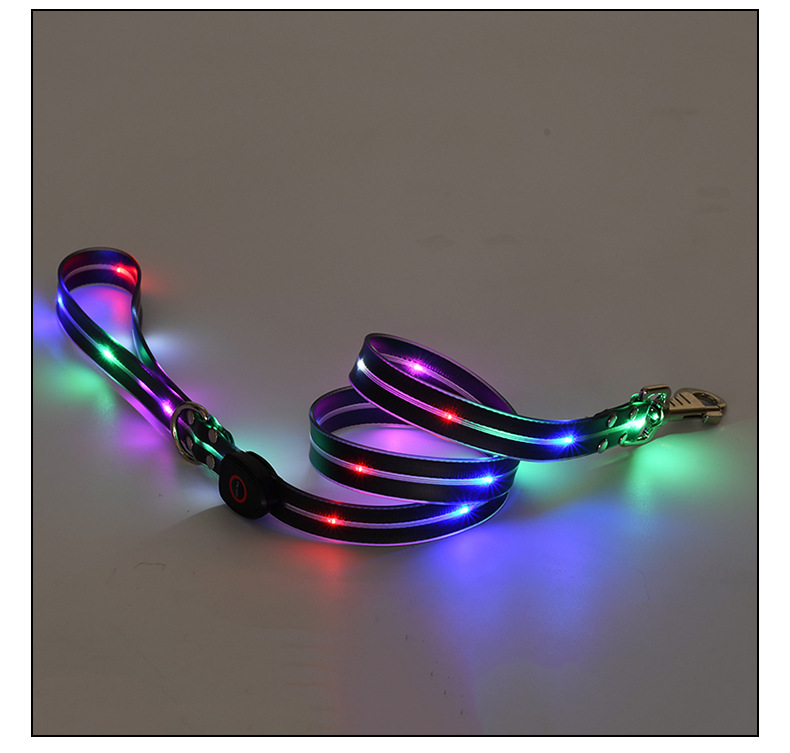 LED light-emitting collar, usb charging pet collar with light, pvc rubber-coated webbing dog leash, luminous dog collar pic 13