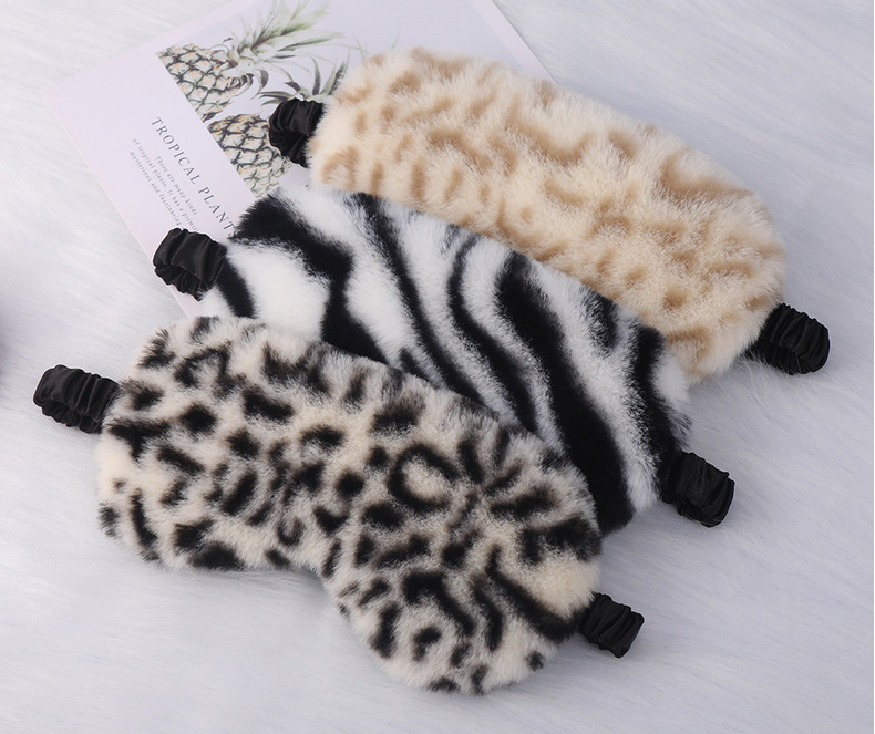 毛绒眼罩豹纹爱心小兔毛居家遮光护眼可爱卡通睡眠眼罩多色现货详情35