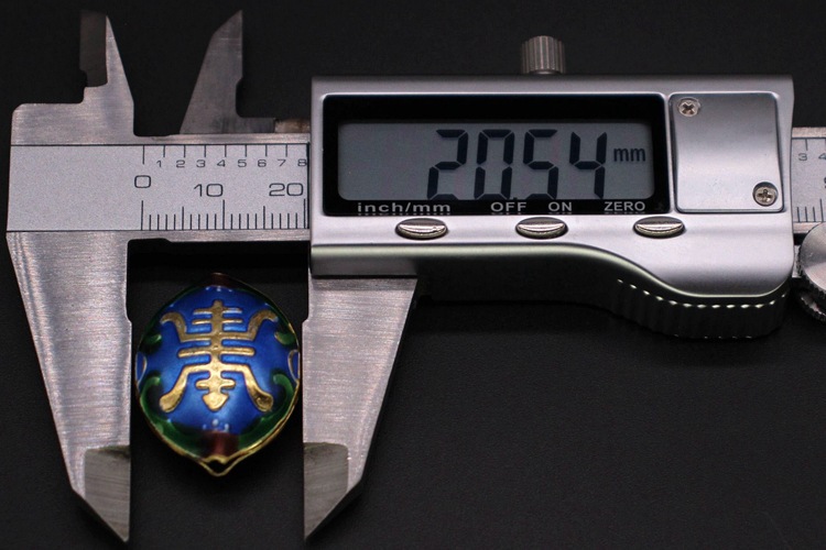 Traditional high-temperature enamel mechanism silver-blue ancient-style jewelry accessory, back cloud partition bead cloisonne 27*21 walnut longevity character pic 14
