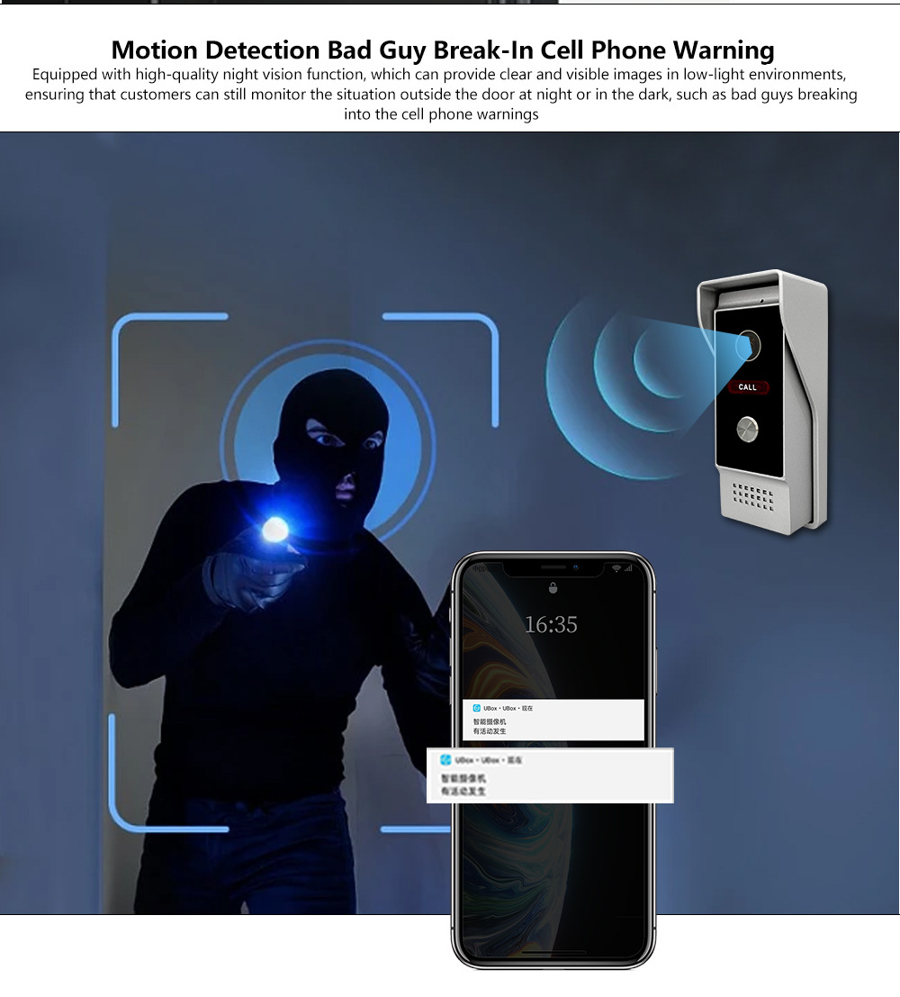 TUYA Video doorbell, WIFI motion detection access control system, remote unlocking, high-definition video doorbell, smart TUYA, wholesale for foreign trade pic 6