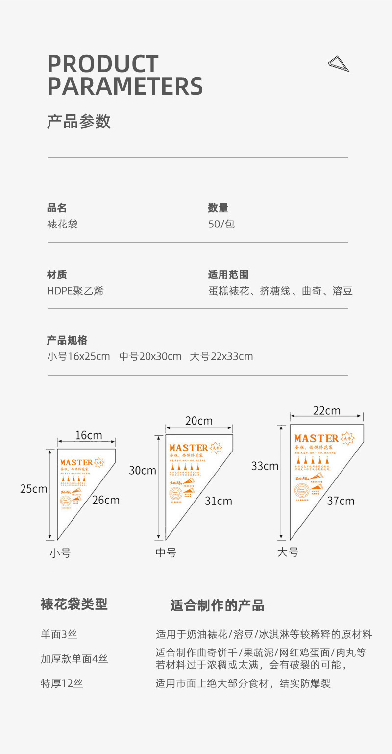 源头厂家烘焙工具制品厂直销一次性裱花袋裱花嘴烘焙工具曲奇辅食详情4