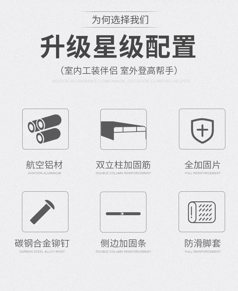 梯子家用折叠加厚铝合金人字梯伸缩工程梯室内爬高多功能楼梯2米详情2