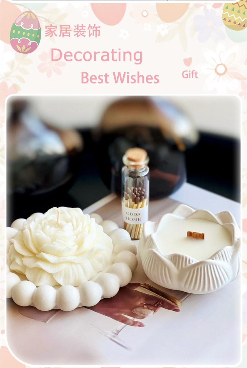 莲花石膏香薰蜡烛无烟家居装饰造型摆件香氛伴手礼批发跨境氛围感详情3