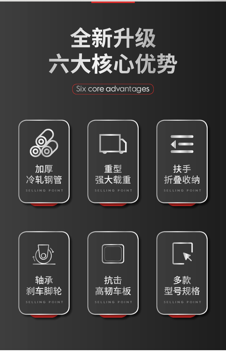 静音四轮平板车折叠拉货车搬运小推车买菜小拖车手推车搬家小拉车详情3