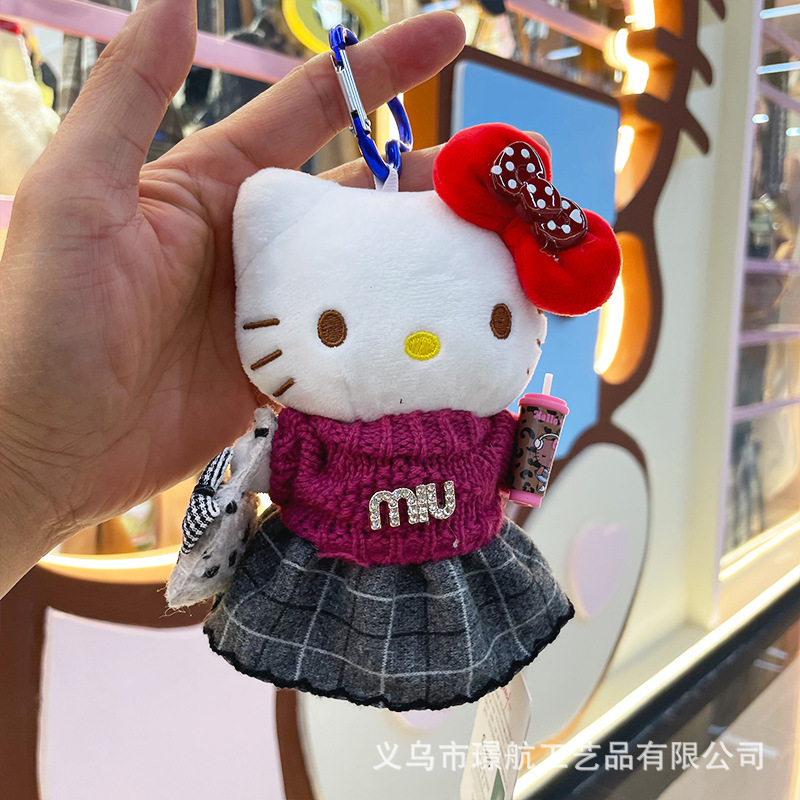 【 Genuine 】 hellokitty small pendant, cute plush doll kt doll dress, doll bag pendant pic 8