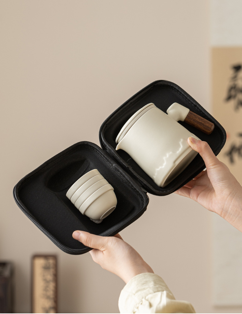 日式旅行茶具套装黑陶快客杯便携式收纳功夫泡茶器伴手礼定制logo详情13