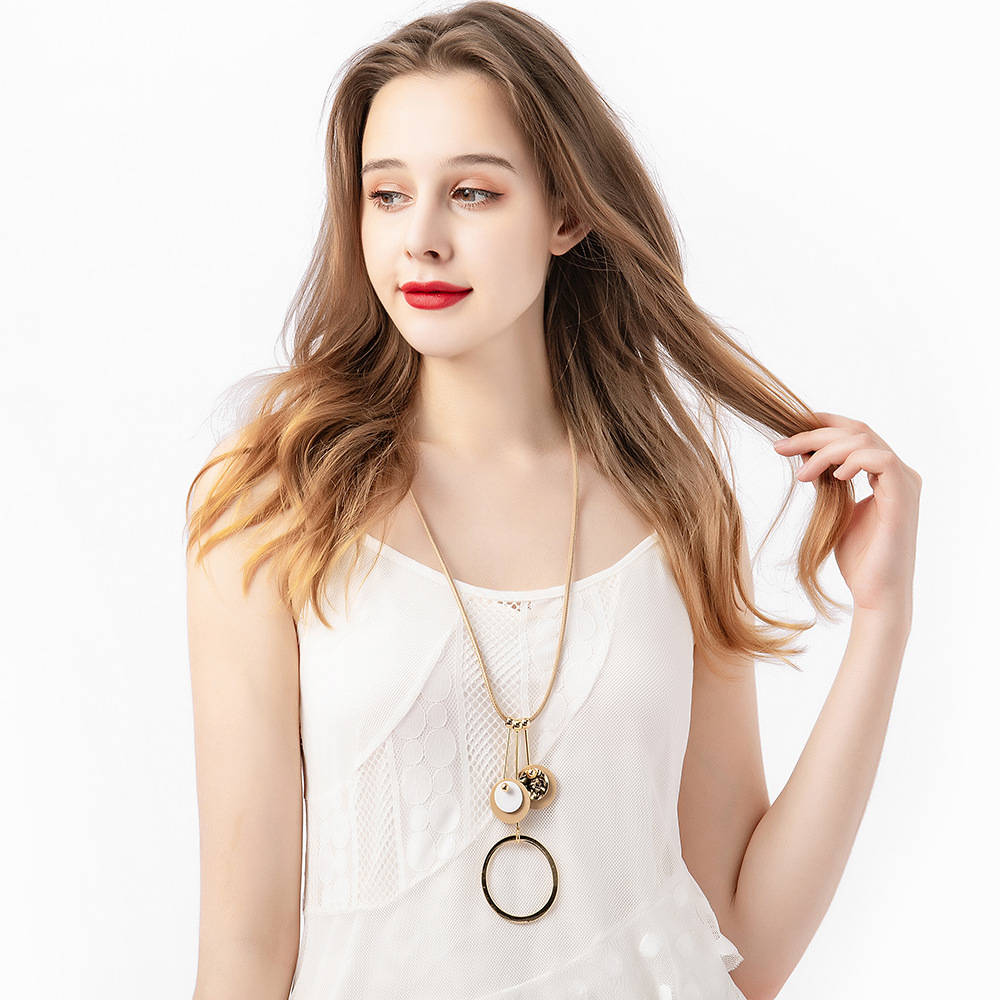 跨境饰品亚马逊爆款项链欧美简约皮革高级时尚长款秋冬女士毛衣链详情7