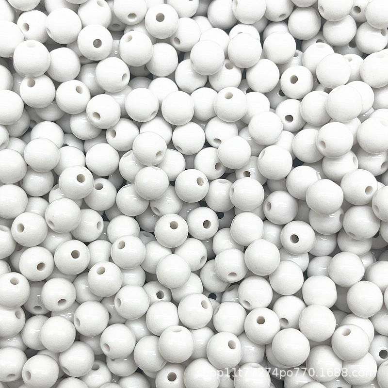4/6/8mm亚克力直孔实色圆珠 diy手工串珠材料 光面珠子手机链散珠详情2