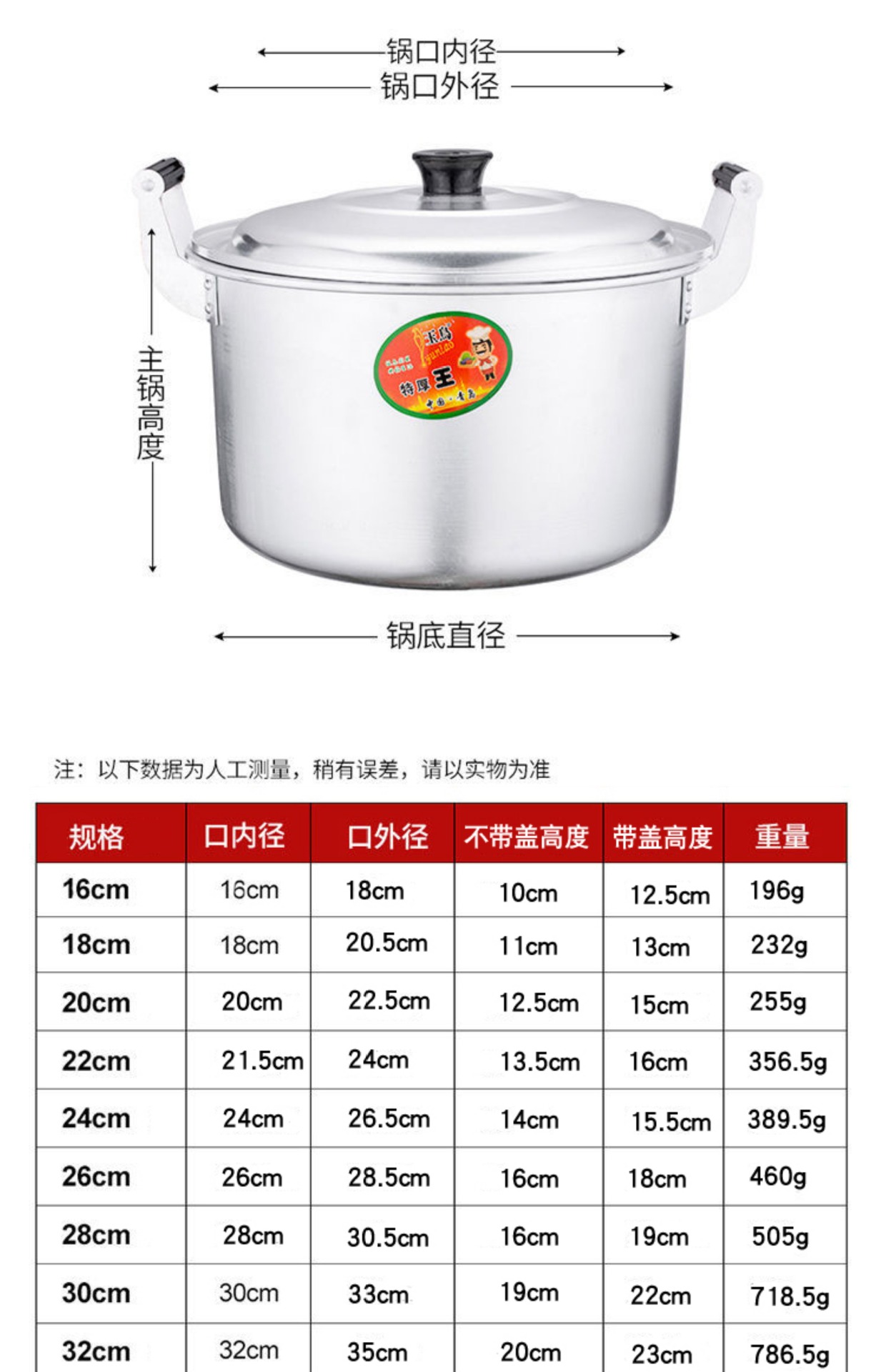 Old-fashioned aluminum pot, household thickened large boiling water pot, double-ear small soup pot, pure aluminum boiling water pot, antimony pot, aluminum pot stew pot, gas pic 8