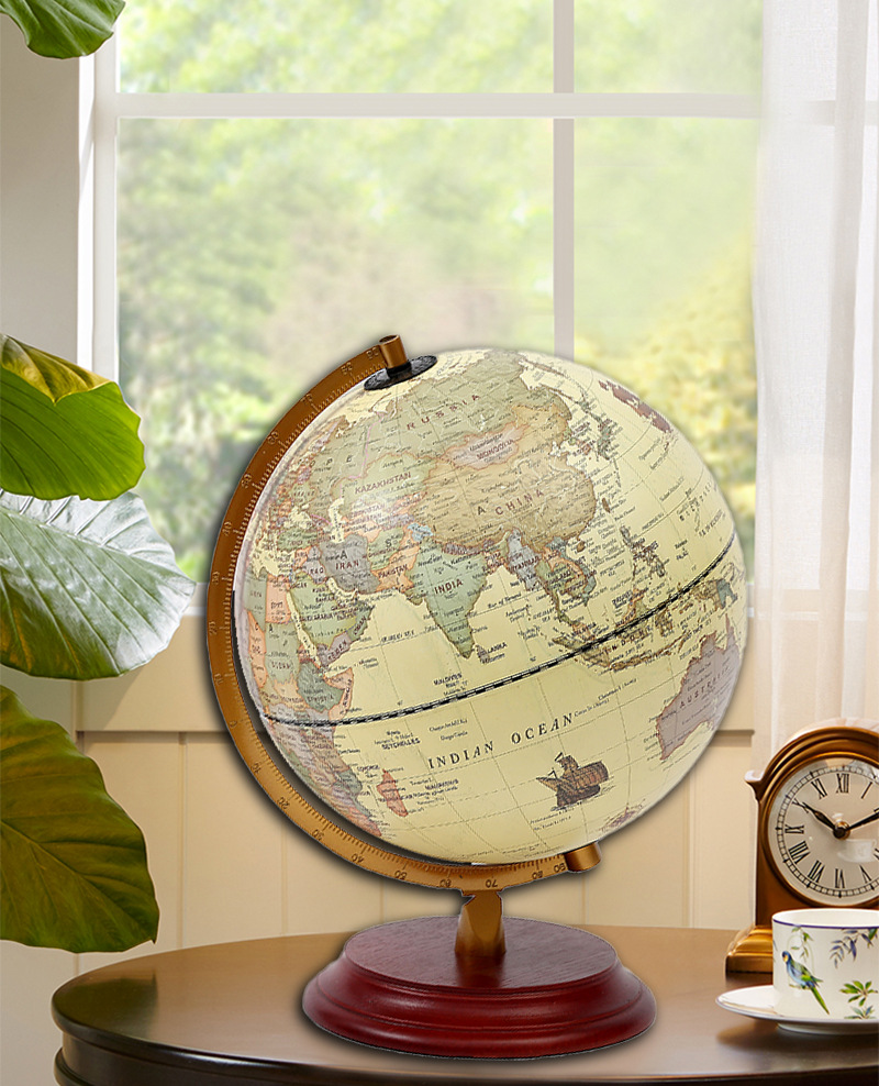 欧式高清轻奢复古大号地球仪木质底座办公室摆件创意精美工艺品详情10