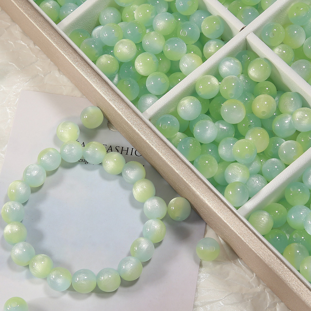 夏至双色仿猫眼石树脂圆珠散珠手工diy手链手串串珠珠子饰品配件详情4