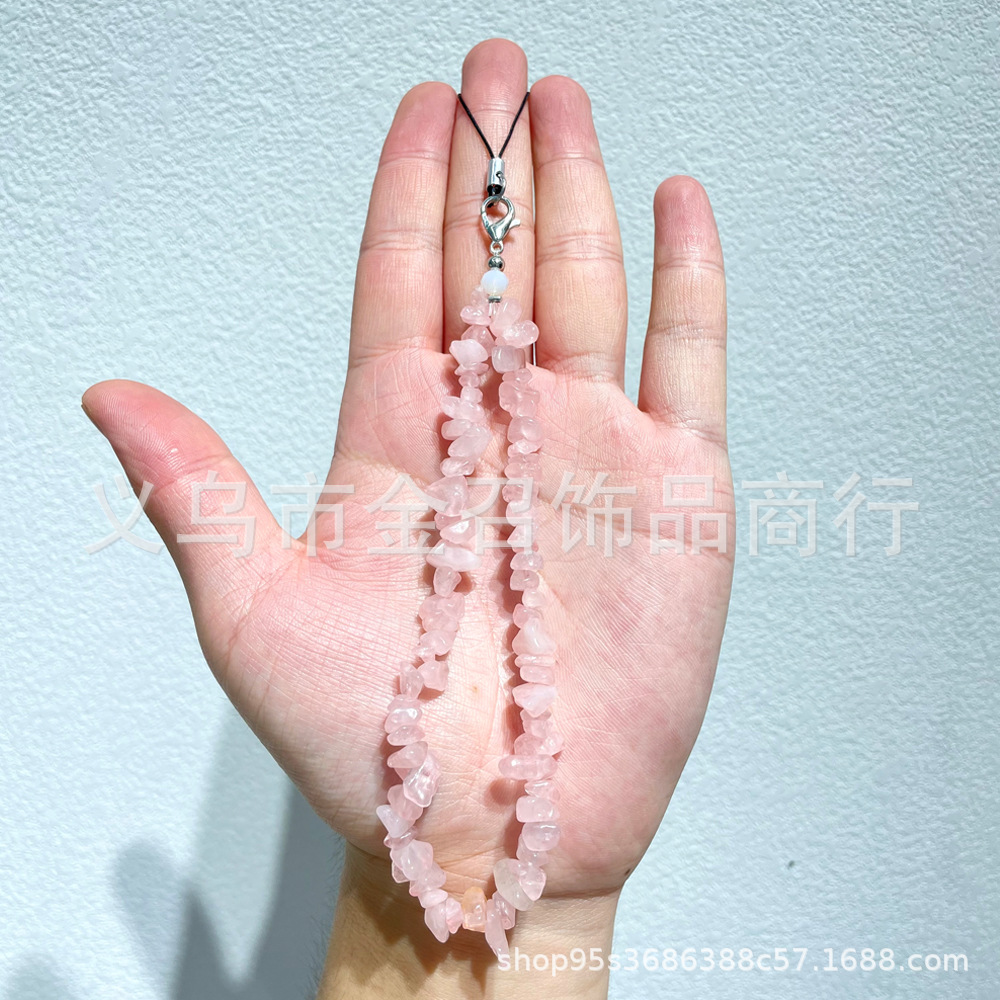 European and American ins crushed stone mobile phone chain, natural crystal mobile phone chain, DIY rose crystal amethyst beads mobile phone lanyard pic 4