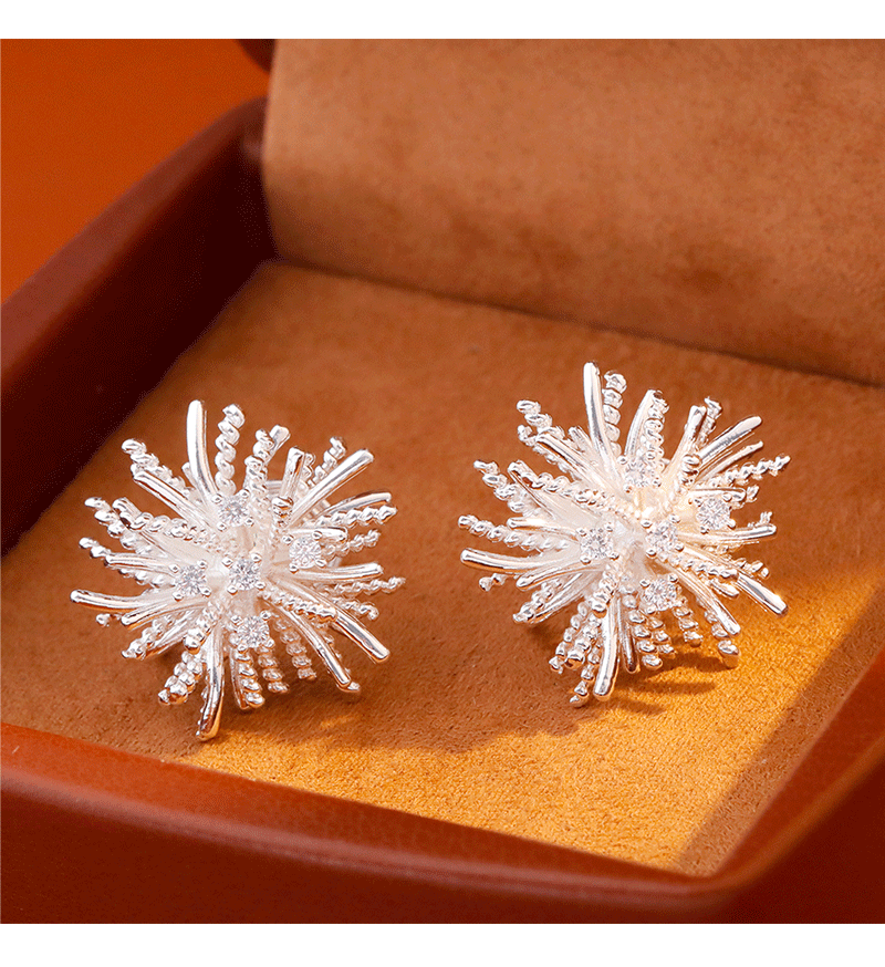 Hyacinth mosquito-repellent incense plate ear clip, brilliant fireworks earrings, women 2025, fashionable and elegant, internet-famous, super Sparkling Zircon earrings pic 5