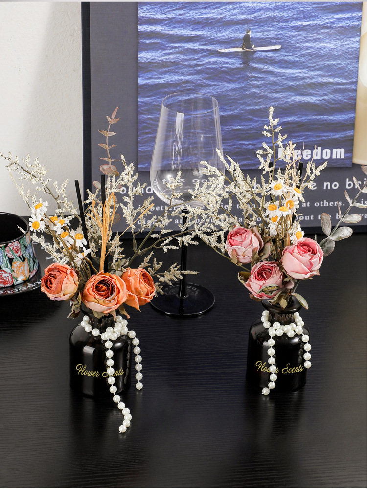 Simulated rose and Daisy bouquets, flameless aromatherapy ornaments, aromatherapy home living room and bedroom atmosphere floral art ornaments pic 3