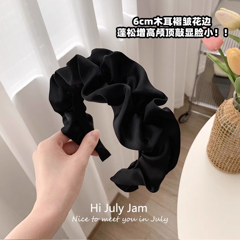 High-end, light luxury hair band for women, high head, pleated facial cleanser, silk large intestine hair band, hair accessories, headwear, headband wholesale 02 pic 5