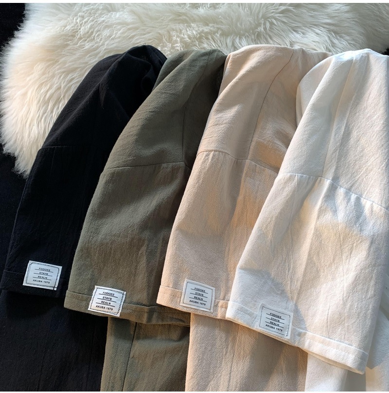 Linen short-sleeved T-shirt for men, a new summer trend. Cotton and linen half-sleeved loose solid color base layer, a trendy T-shirt top pic 16
