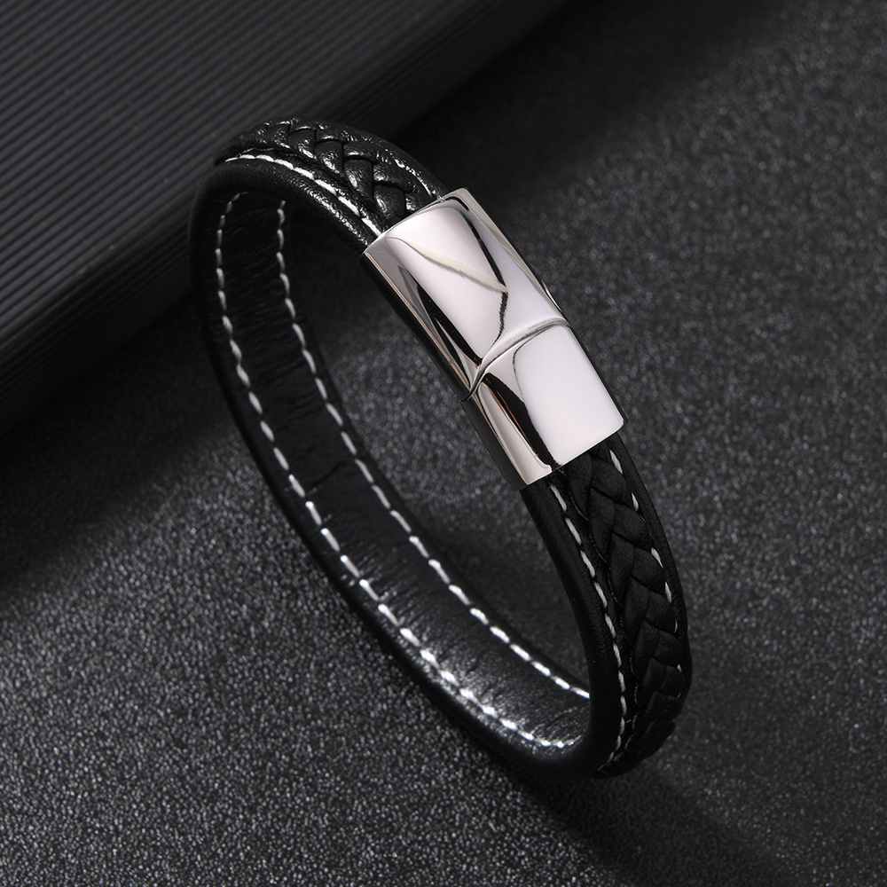 速卖通希音爆款男士手环 多层编织皮革手链时尚个性磁吸扣手链详情15