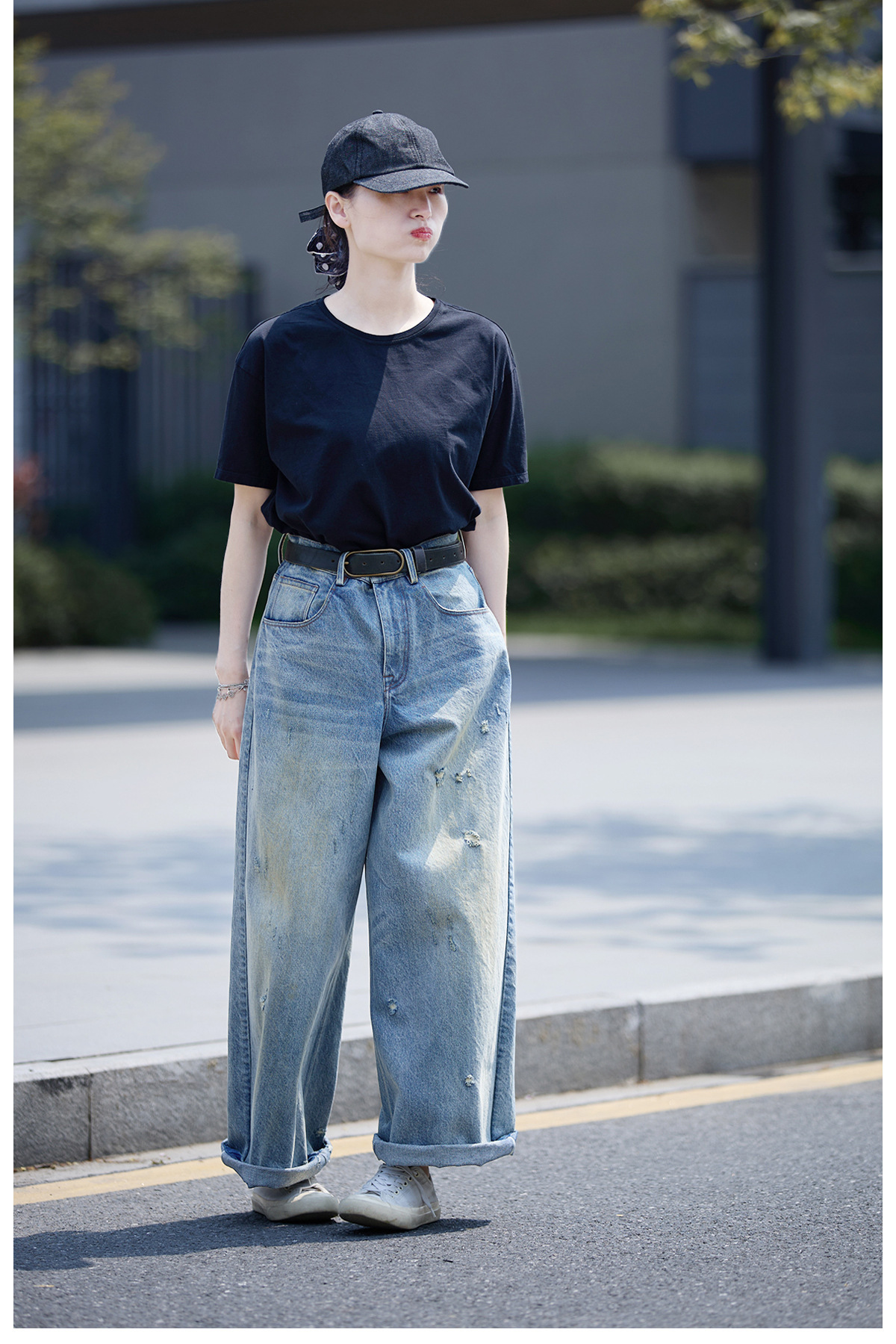 【 Random Thoughts 】 Summer Storm Ripped Heavy Washed jeans straight-leg pants for all four seasons pic 26