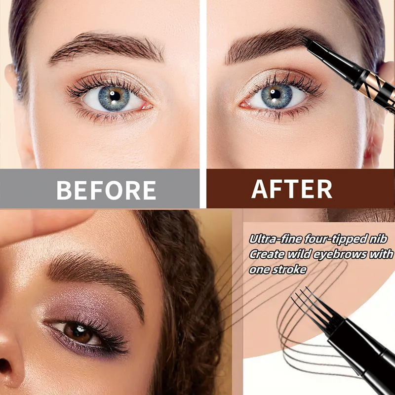 【 Cross-border Exclusive 】QICIY four-fork Eyebrow pencils are waterproof and do not smudge easily. Wholesale of eyebrow pencils, eye makeup, and other cosmetics pic 2