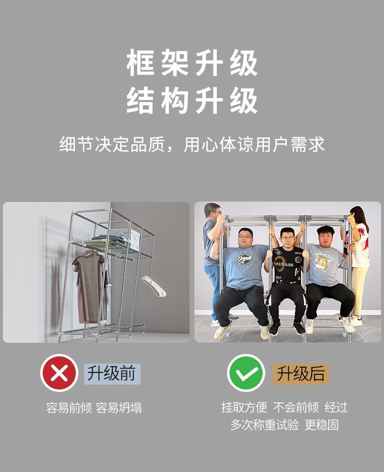 Wz收纳柜简易衣柜家用卧室布衣柜出租房衣柜简易组装宿舍挂衣橱柜详情14