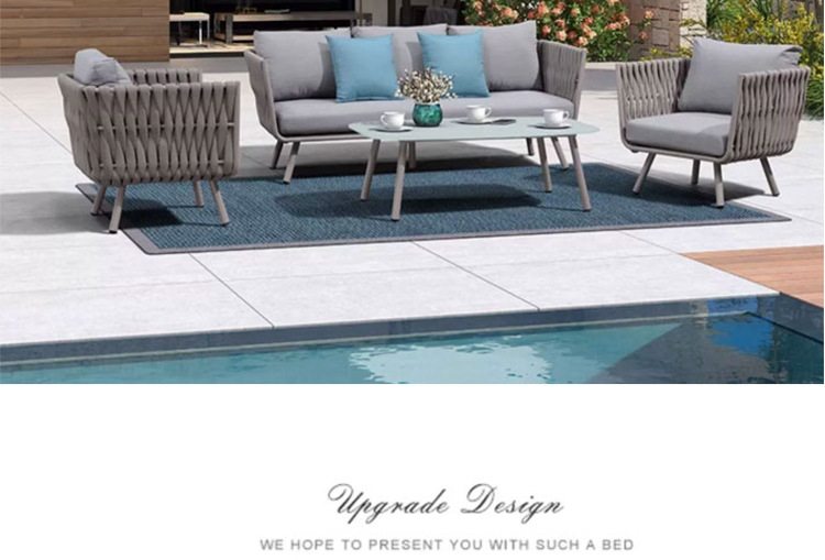 游仁北欧沙发庭院花园绳编民宿阳台藤椅室外露天藤编家具手工编织详情6