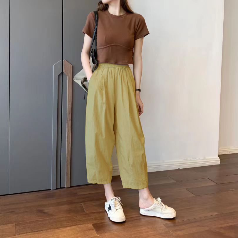 薄款阔腿九分裤女夏纯棉休闲直筒萝卜裤小个子日系显瘦宽松工装裤详情39