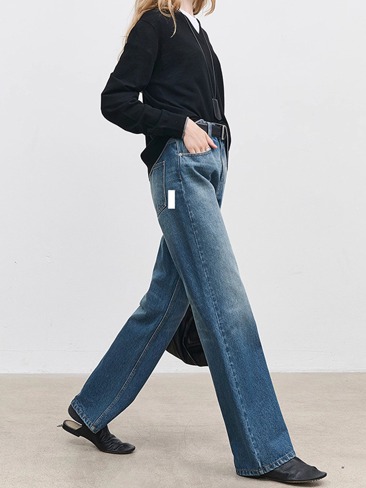 小众极简2025年春秋强推棉质牛仔裤女筷子腿显瘦休闲直筒裤长裤子详情3