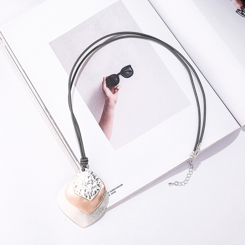 跨境饰品亚马逊爆款热卖项链欧美风时尚几何金属女混色长款毛衣链详情5