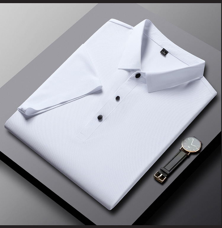 夏季商务休闲男装冰丝无痕polo衫 男士弹力免烫薄款短袖翻领t恤衫详情14