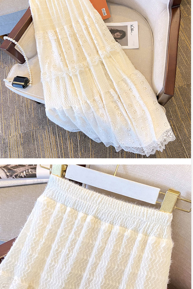 寻款法式春夏蕾丝温柔2024镂空蛋糕新款高腰拼接显瘦半身裙长裙详情8