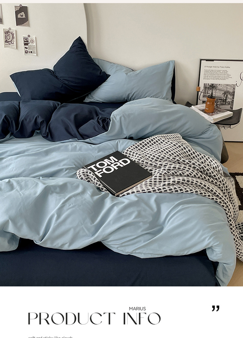 母婴级A类正品床上四件套ins裸睡纯水洗棉床单被套被罩宿舍三件套详情35