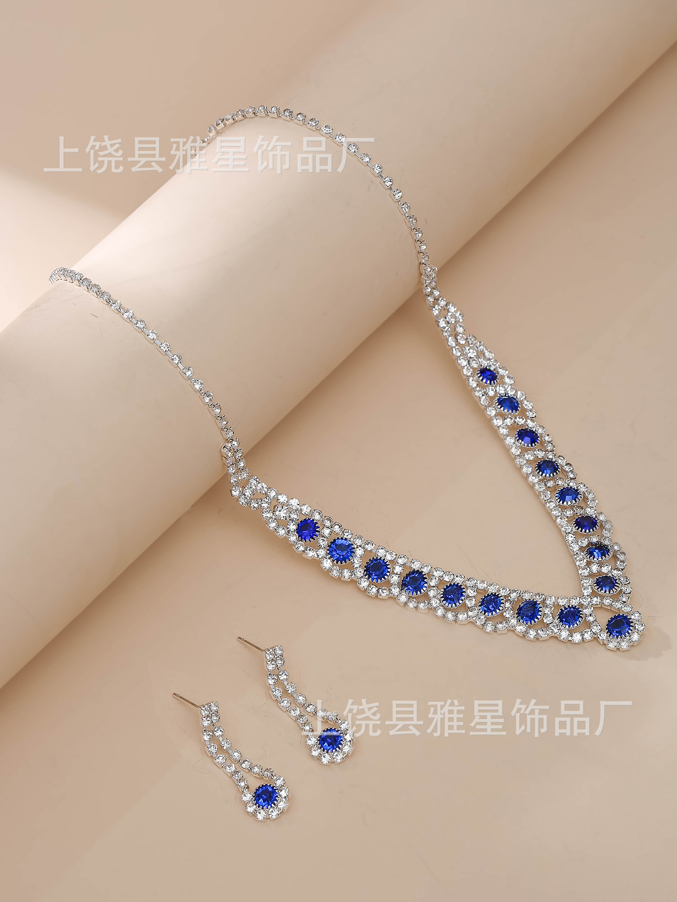 Europa y américa ins gota de agua conjunto de joyería personalidad moda color strass collar pendientes conjunto de novia accesorios pic 27