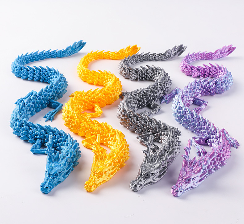 Wholesale 3D printed Chinese dragon figurines, 3d printed dragon figurines, colorful crystal dragons, toy dragons, joint dragons pic 8