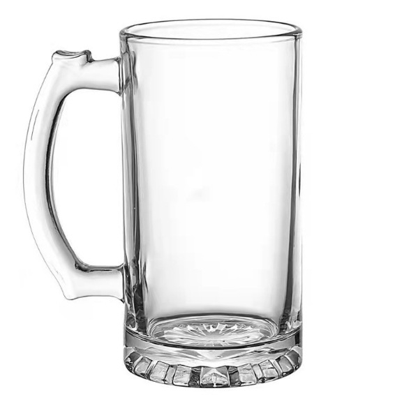 ZB65 glass handle cup, beer mug, flower bottom, straight, juice drink handle cup, draft beer cup, 480ML, can print LOGO pic 6